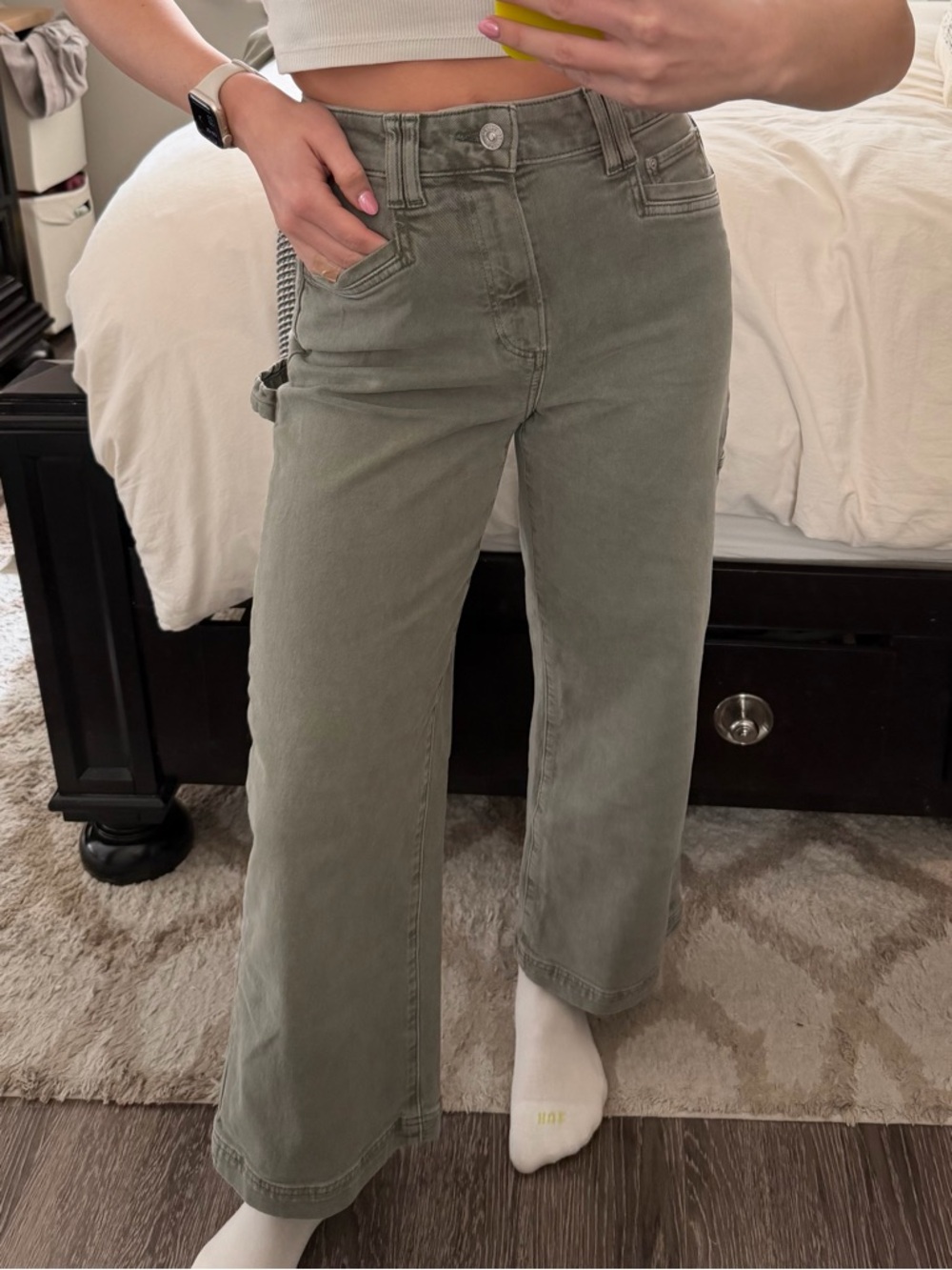 PAIGE Anessa Carpenter Wide Leg Jeans in Vintage Sweet Succulent - Picture 2 of 15
